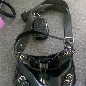 Black Drawstring Bucket Bag